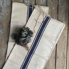 Load image into Gallery viewer, Rustic blue stripe grainsack