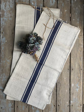 Load image into Gallery viewer, Rustic blue stripe grainsack