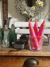 Load image into Gallery viewer, Pink &amp; orange helter skelter candle trio
