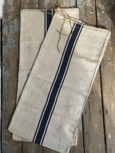 Load image into Gallery viewer, Rustic blue stripe grainsack
