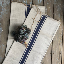 Load image into Gallery viewer, Rustic blue stripe grainsack
